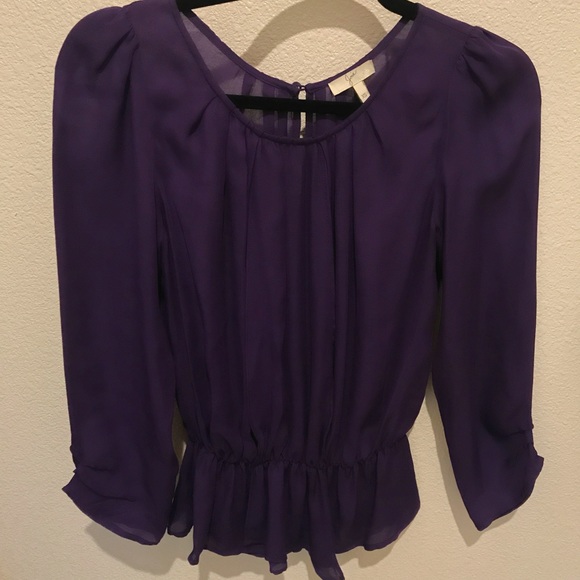 Joie 100% Silk Purple Peplum Blouse - Picture 4 of 6